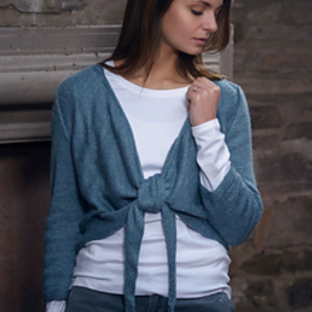 Soft Surroundings Crop Cardigan in Teal Size Small